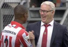 Hans de Koning hier nog actief als trainer van Go Ahead
