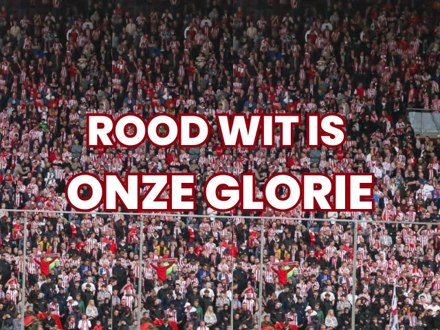 Rood Witte shirts op de tribune