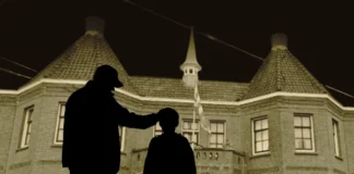 silhouet vader en zoon kasteel